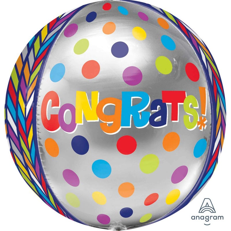 Anagram International Dotty Geo Congrats Orbz Balloon Pack, 16", Multicolor